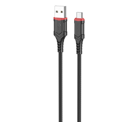  Дата-кабель USB 2.4A для micro USB Borofone BX67 нейлон 1м (Black) 