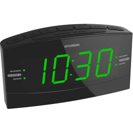  Радиобудильник Hyundai H-RCL238 черный LCD подсветка зеленая, часы цифровые FM 