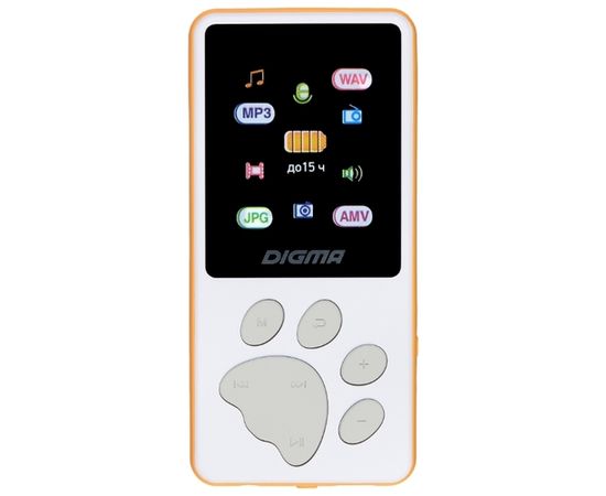  Плеер Hi-Fi Flash Digma S4 8Gb белый/оранжевый/1.8"/FM/microSDHC 