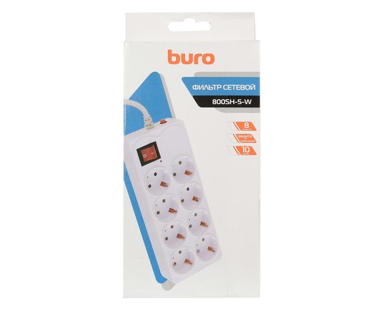  Сетевой фильтр Buro 800SH-5-W 5м (8 розеток) белый 