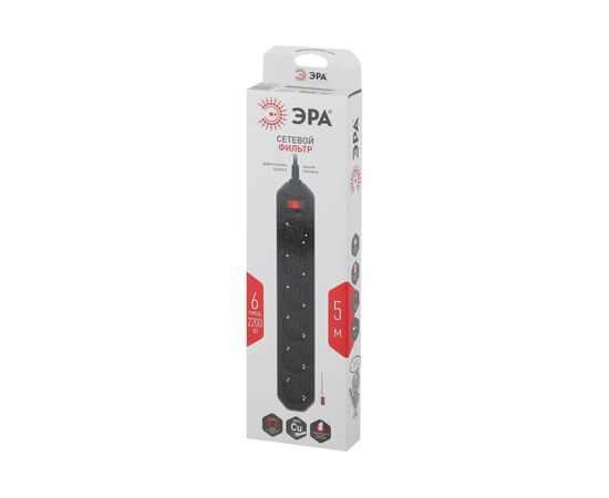  Сетевой фильтр ЭРА USF-6es-5m-B-BOX (Б0037265) 6 розеток 5 м черны 
