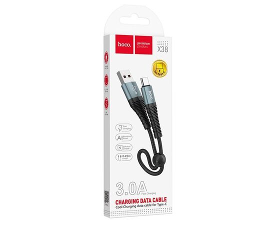  Кабель USB - Type-C Hoco X38 Cool Charging (25 см) (black) 