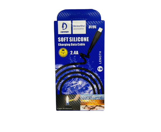  USB-кабель Denmen D19L, Apple 8 pin, силикон, 1.0 м, круглый, желтый, фирменная упаковка 