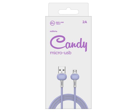  Дата-Кабель Red Line Candy USB - Micro USB, фиолетовый 