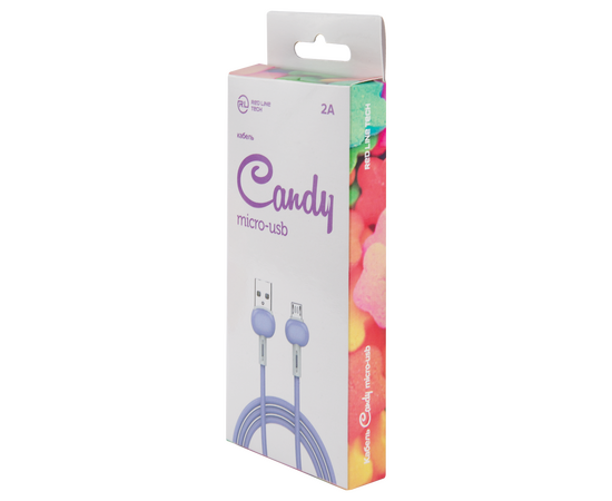  Дата-Кабель Red Line Candy USB - Micro USB, фиолетовый 