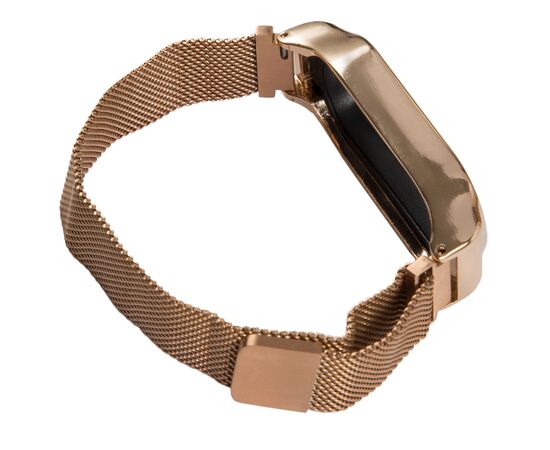  Ремешок миланская петля с магнитом для Mi Band 7, металл, розовое золото 