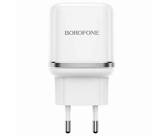  Адаптер Сетевой с кабелем Borofone BA36A High 1USB/5V/3A QC3.0 +Type-C (white) (133681) 
