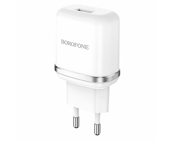  Адаптер Сетевой с кабелем Borofone BA36A High 1USB/5V/3A QC3.0 +Type-C (white) (133681) 