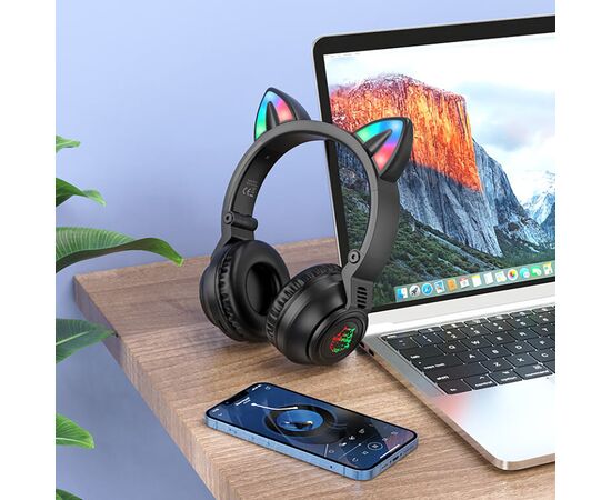 Bluetooth-наушники полноразмерные Borofone BO18 cat ear (black) (213599) 