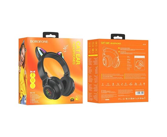  Bluetooth-наушники полноразмерные Borofone BO18 cat ear (black) (213599) 