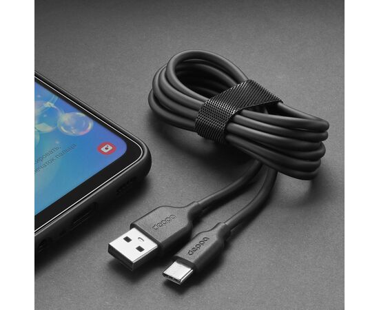 Дата-кабель USB-A - USB-C, USB 2.0, 2.4A, 1.2м, черный, Deppa, 72301 