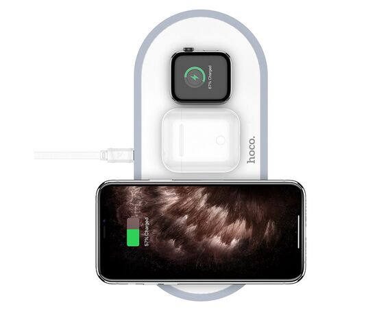  ЗУ Сетевое Беспроводное Hoco CW24 Handsome 3-in-1 (white) (211865) 