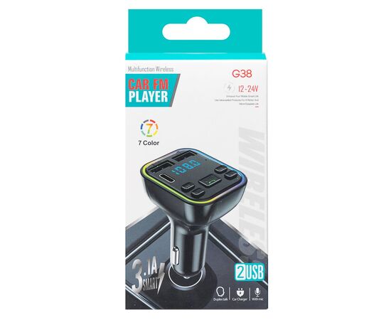  Автомобильный FM-трансмиттер - G38 2USB/Type-C (black) (212246) 