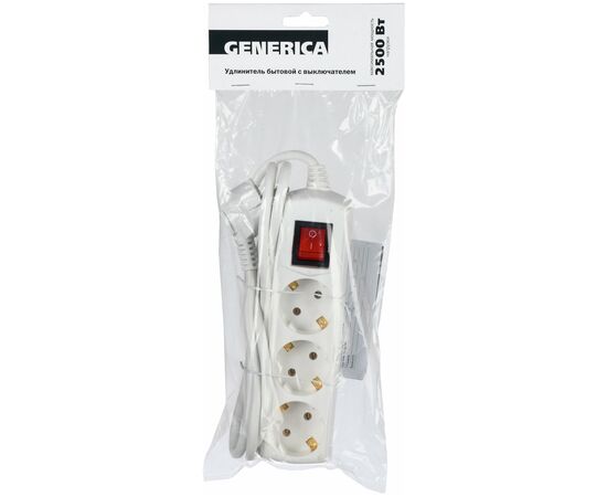  Удлинитель IEK У03В Generica (WYP10-10-03-05-ZK-G) 3 места 2P PE/5м 