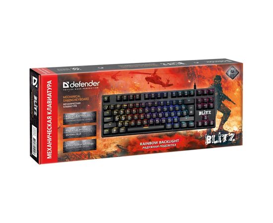  Клавиатура механическая Defender Blitz GK-240L RU игровая с подсветкой (black) (212597) 