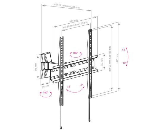 26"-55" Кронштейн Arm Media LCD-413 Поворотно-наклонный, черный  макс.35кг 