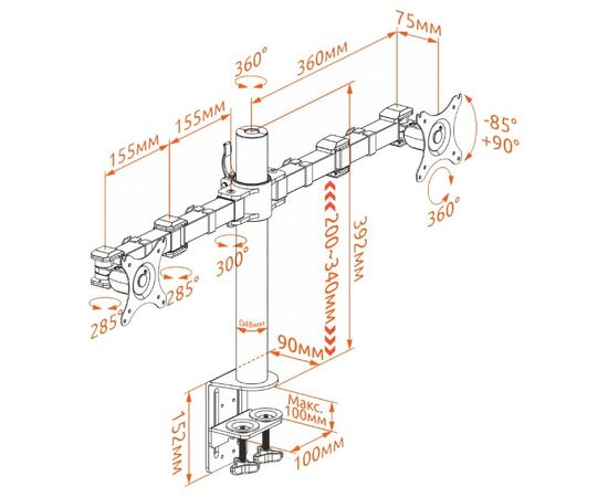  Кронштейн для мониторов ONKRON D221E Black 