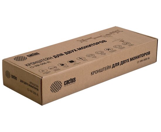  Кронштейн для мониторов Cactus CS-VM-D08-AL серебристый 13"-27" макс.8кг настольный поворот и наклон 