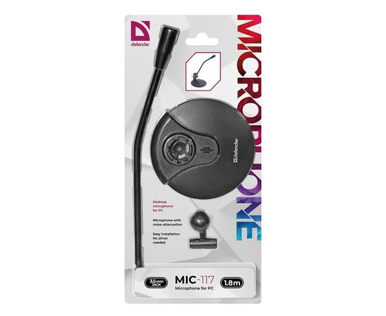  Микрофон Defender MIC-117 конденсаторный, настольный (black)(133949) 