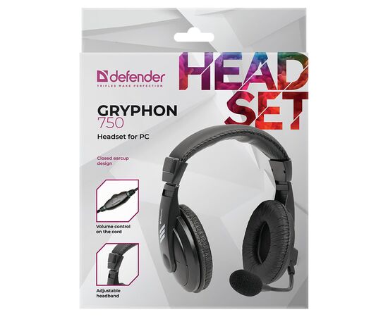  Компьютерная гарнитура Defender Gryphon HN-750 (black) (220003) 