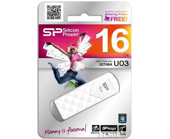  USB-флешка Silicon Power 16Gb Ultima U03 SP016GBUF2U03V1W USB2.0 белый 