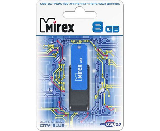 Flash Drive 8GB USB 2.0 Mirex City, Синий (13600-FMUCIB08) 