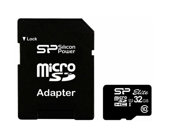  Карта памяти Silicon Power microSDHC 32GB Class10 UHS-I (SD адаптер) (SP032GBSTHBU1V10SP) 