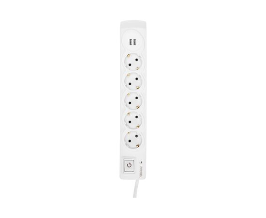  Фильтр сетевой KRANZ 13-4700 5 гнезд, 3м, 3х1,5мм², с автовыкл, 2 USB, белый 
