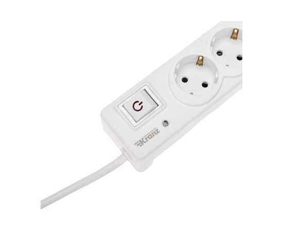  Фильтр сетевой KRANZ 13-4700 5 гнезд, 3м, 3х1,5мм², с автовыкл, 2 USB, белый 