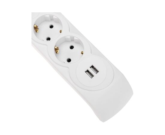  Фильтр сетевой KRANZ 13-4700 5 гнезд, 3м, 3х1,5мм², с автовыкл, 2 USB, белый 
