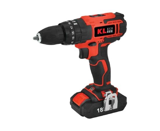  Шуруповерт ударный аккумуляторный KLECO KE18DM-15 18В, Li-ion-1шт, 1,5 Ач, 30Нм, З/У, биты 32шт, сверла 9шт дерево/металл 