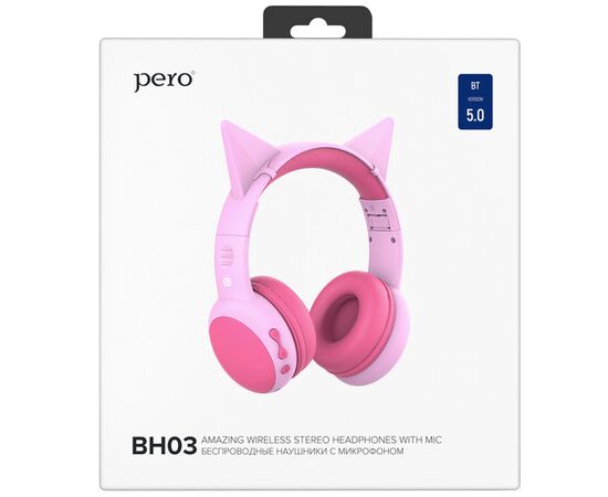  Беспроводные наушники PERO BH03 Pink, полноразмерные 