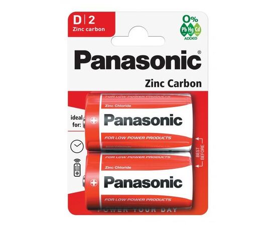  Элемент питания PANASONIC  R20 Zinc Carbon (2 бл)  (24/120) 