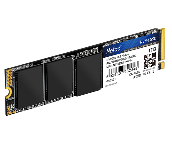  Внутренний SSD  Netac 1TB  NV2000, PCIe x4, R/W - 2500/2100 MB/s, (M.2), 2280, TLC 3D NAND 
