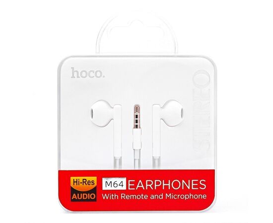  Проводные наушники с микрофоном вкладыши Hoco M64 Melodious Jack 3,5 (white) (114057) 