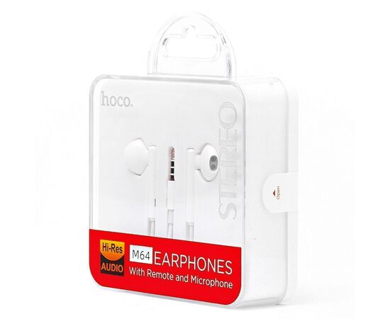  Проводные наушники с микрофоном вкладыши Hoco M64 Melodious Jack 3,5 (white) (114057) 