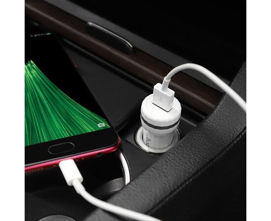  Автомобильное зарядное устройство HOCO Z27A Staunch, 1xUSB, 1.5-3.0A, 18W, белый 
