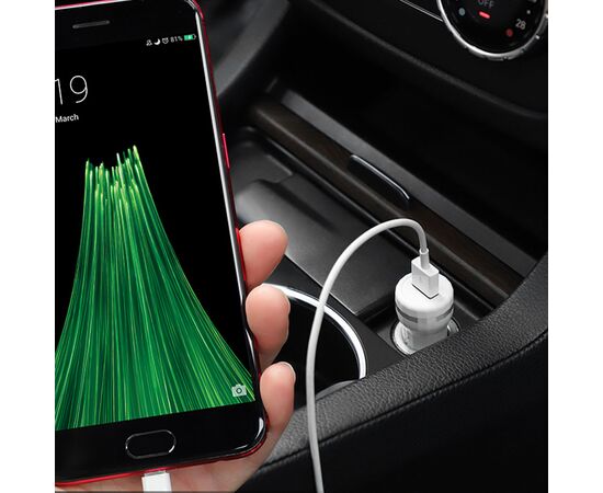  Автомобильное зарядное устройство HOCO Z27A Staunch, 1xUSB, 1.5-3.0A, 18W, белый 