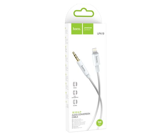  Аудиокабель HOCO UPA19 AUX Jack 3.5 (m) - Lightning (m), 1 м, серебристый 
