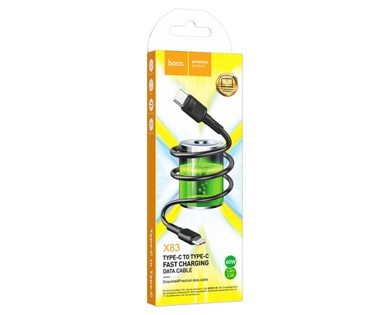  Кабель USB-C HOCO X83 Victory Type-C - Type-C, 60W, 1 м, черный 