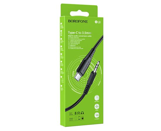  Аудиокабель BOROFONE BL8 AUX Jack 3.5 (m) - Type-C (m), 1 м, черный 