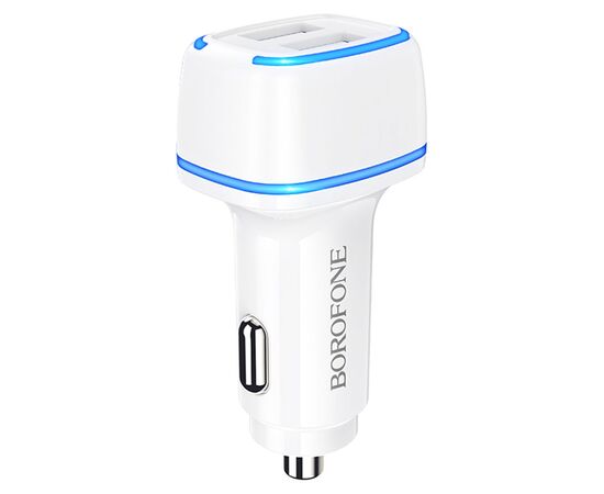  Автомобильное зарядное устройство BOROFONE BZ14 Max, 2xUSB, 2.4A, белый 