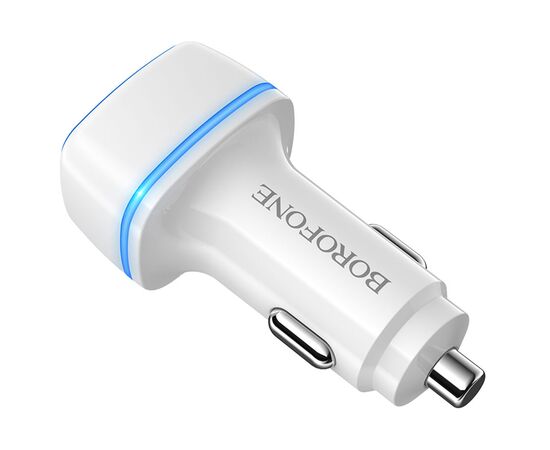  Автомобильное зарядное устройство BOROFONE BZ14 Max, 2xUSB, 2.4A, белый 