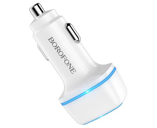  Автомобильное зарядное устройство BOROFONE BZ14 Max, 2xUSB, 2.4A, белый 