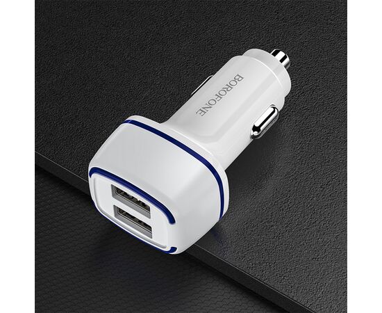 Автомобильное зарядное устройство BOROFONE BZ14 Max, 2xUSB, 2.4A, белый 