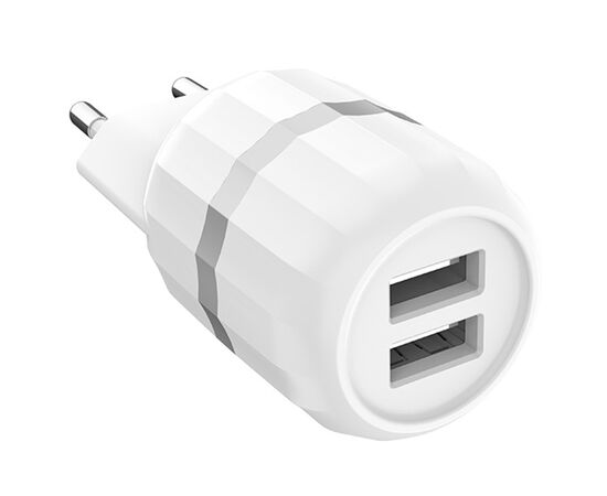  Сетевое зарядное устройство HOCO C41A Wisdom 2xUSB с Кабелем USB - Micro, 2.4A, 10.8W, белый 