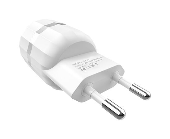  Сетевое зарядное устройство HOCO C41A Wisdom 2xUSB с Кабелем USB - Micro, 2.4A, 10.8W, белый 