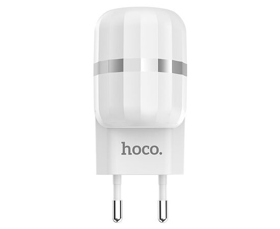  Сетевое зарядное устройство HOCO C41A Wisdom 2xUSB с Кабелем USB - Micro, 2.4A, 10.8W, белый 