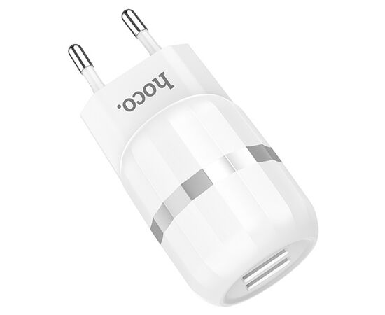  Сетевое зарядное устройство HOCO C41A Wisdom 2xUSB с Кабелем USB - Micro, 2.4A, 10.8W, белый 