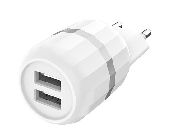  Сетевое зарядное устройство HOCO C41A Wisdom 2xUSB с Кабелем USB - Micro, 2.4A, 10.8W, белый 